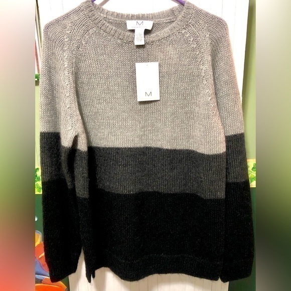 🏜️Magaschoni Chalkboard Black Cashmere Crew Neck Mohair Sweater - Picture 1 of 8